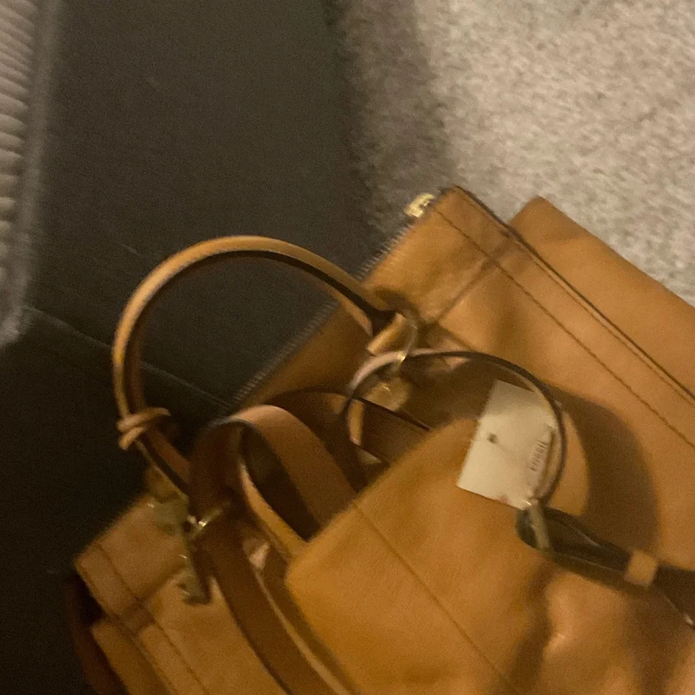 Fossil Woven Tan Leather Laptop Briefcase